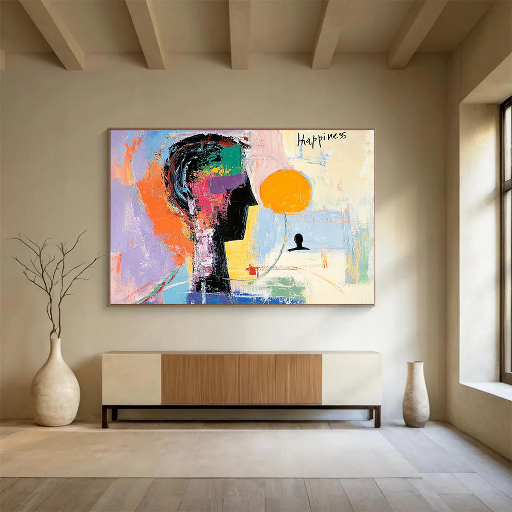 Abstract Happiness Figure Painting with Colorful Palette DYP517