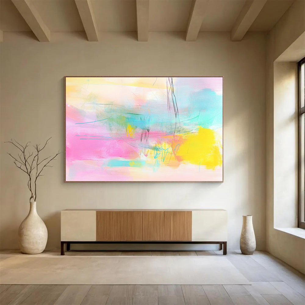 Pastel Color Abstract Painting with Soft and Dreamy Hues DYP370