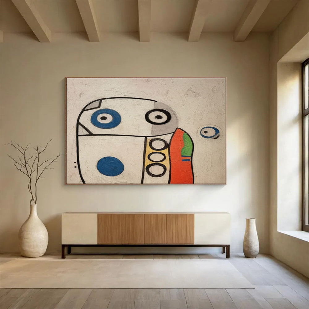 Whimsical Robot - Like Figure Abstract Painting THY001