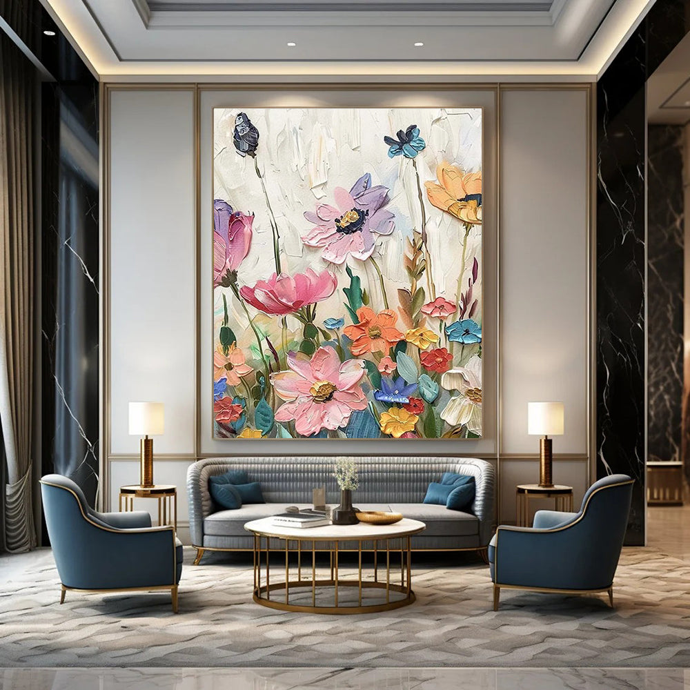 Colorful Textured Flower Field Abstract Painting ADGE081