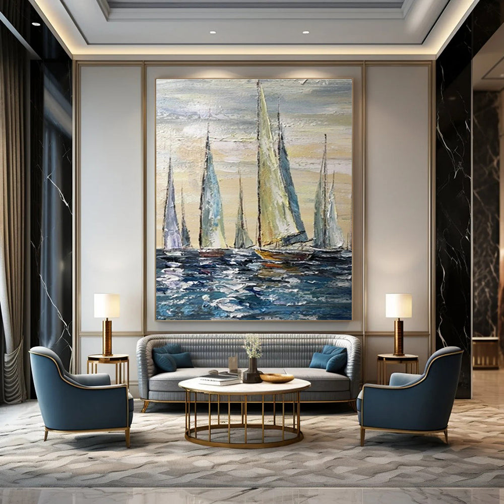 Hand - Painted Abstract Canvases for Cottage Dining Room Hutch Glass Panels & Hallway Coat Closet Doors DLZ0852