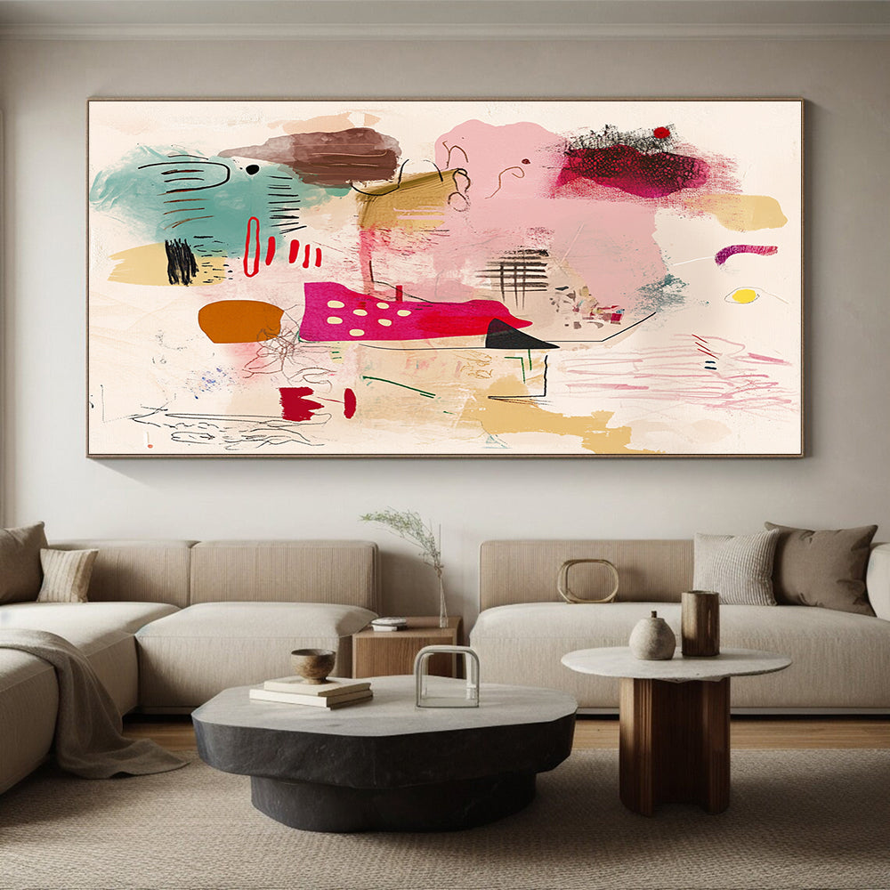 Whimsical Mixed Media Abstract Collage with Playful Shapes GER204