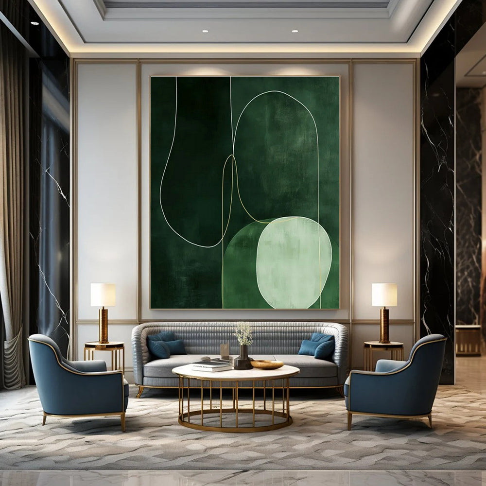 Oversized Custom Hand-Painted Abstract Art for Cottage Hallway Bicycle Storage Niche and Office Equipment Cabinet Wall DLZ1848
