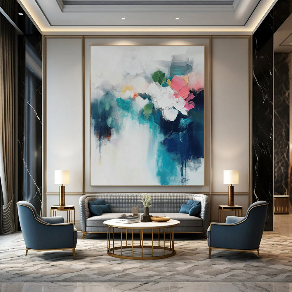 Custom Extra Large Hand-Painted Abstract Canvas for Hallway & Office DLZ1003