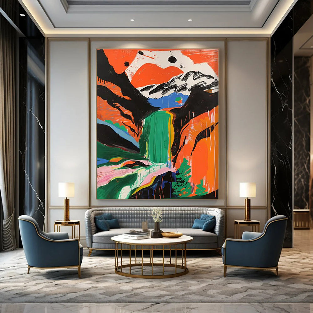 Colorful Waterfall in Abstract Landscape Painting ADGE105