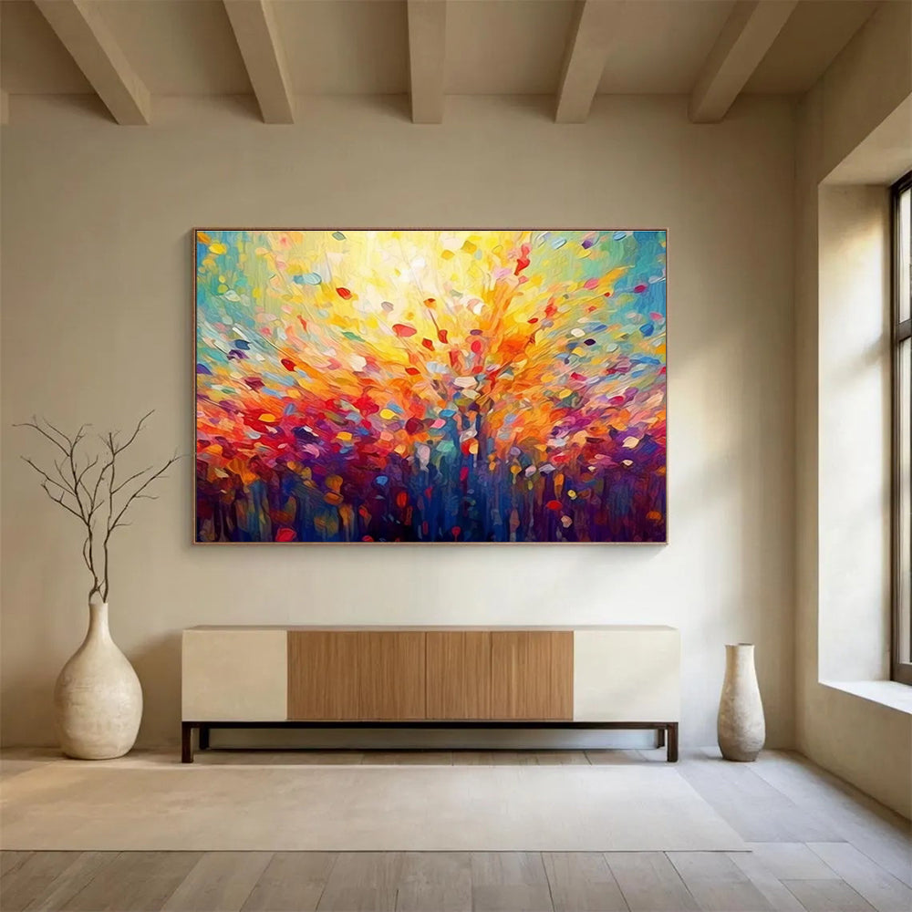 Radiant Tree Abstract Painting with Vivid Color Bursts THY290