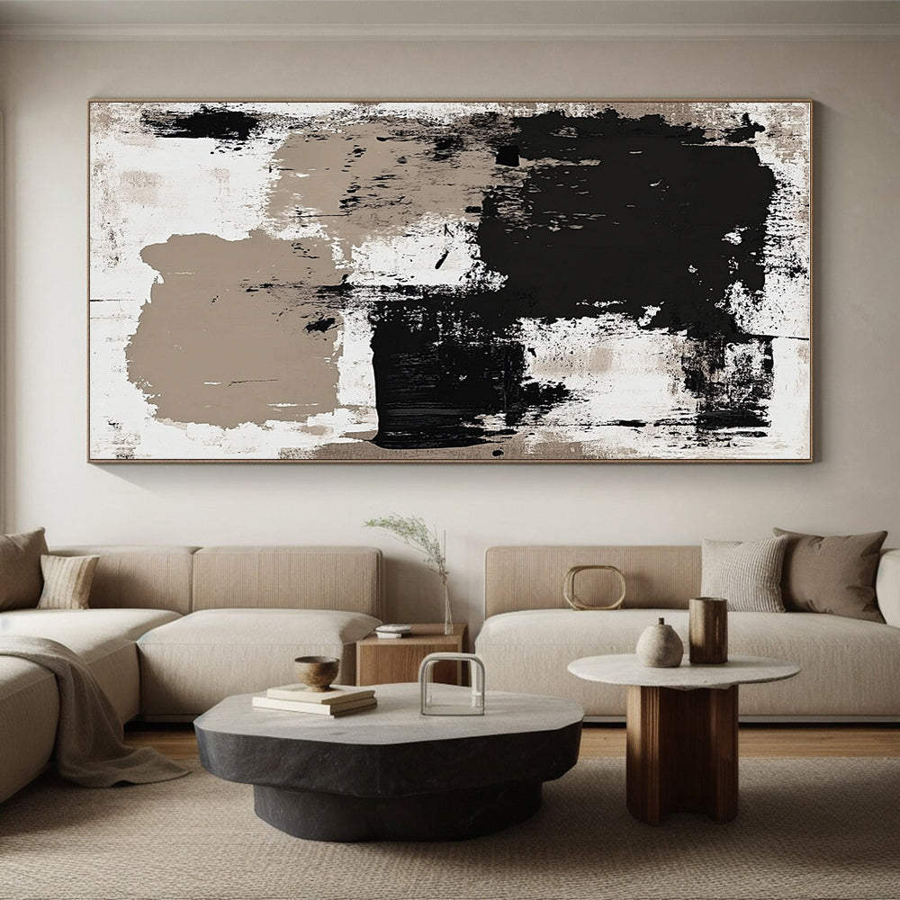 Monochromatic Abstract with Black, White, and Beige GER315
