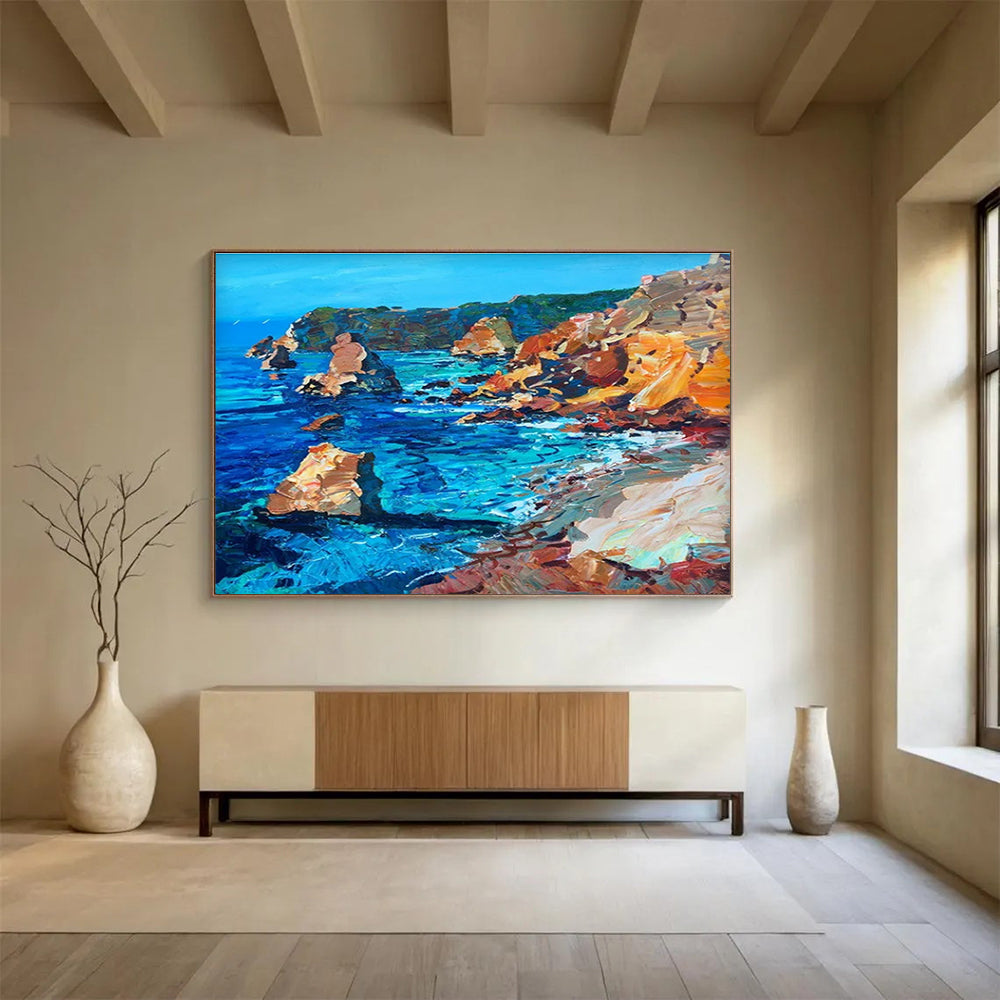Coastal Rocks and Sea Abstract Painting THY454