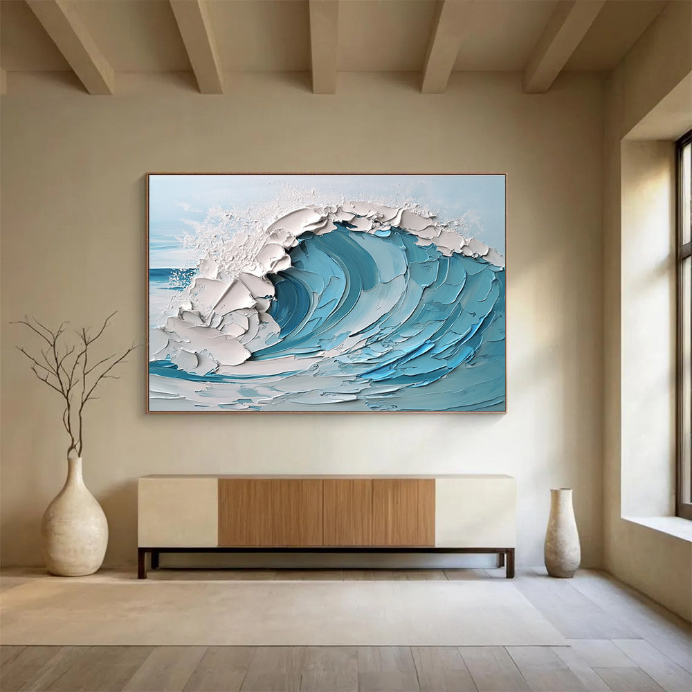 Textured Wave Abstract - Impasto Ocean Abstract Painting DYP004