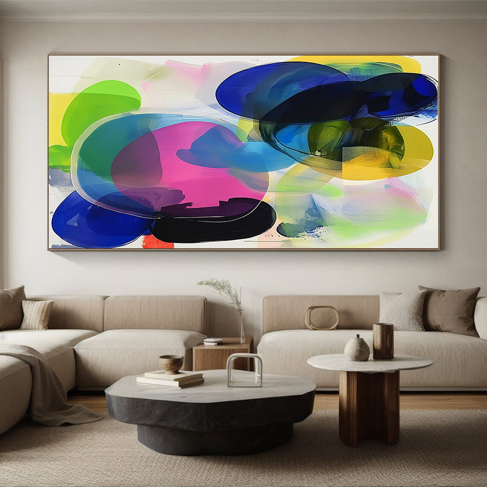 Colorful Overlapping Abstract Painting with Transparent Shapes GER608