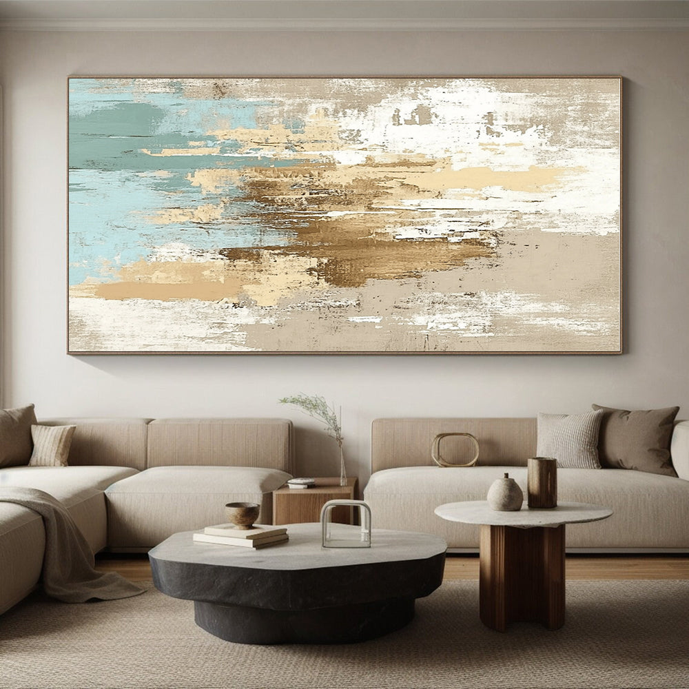 Neutral Tone Abstract with Brown Blue and White GER335