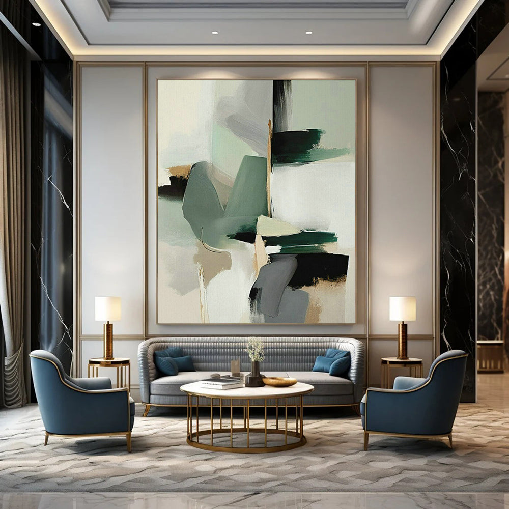 Original Hand-Painted Abstract Painting for Cottage Living Room and Cottage Hallway DLZ1640