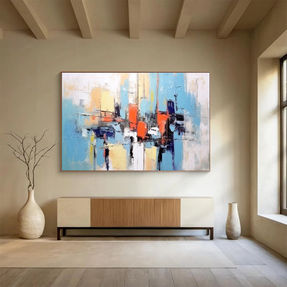 Blue Orange Urban Abstract Painting THY067