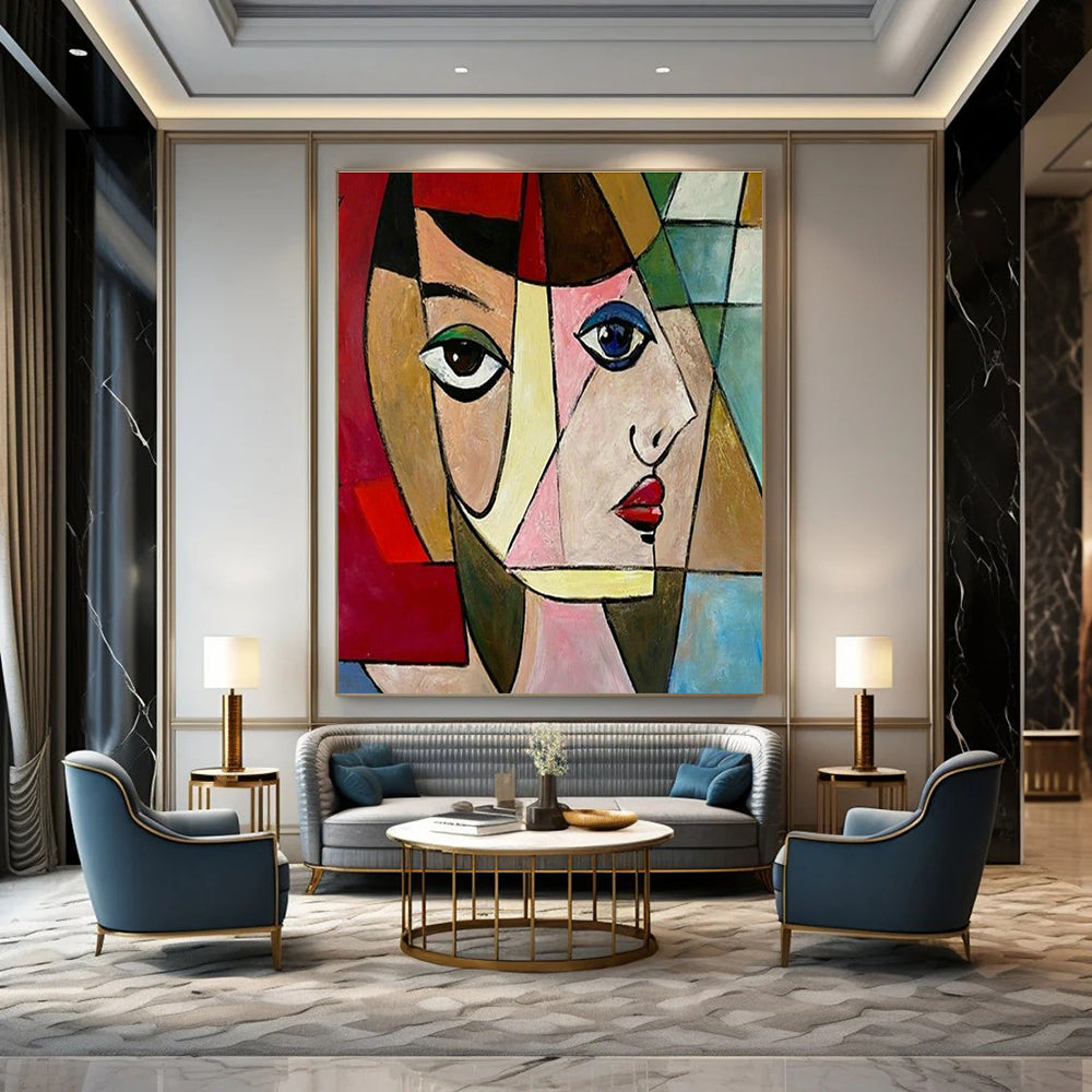 Hand - Painted Oversized Abstract Wall Collage for Dining Room & Entryway DLZ1414