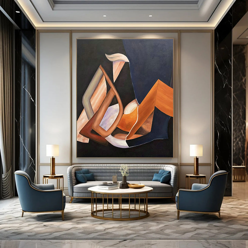 Abstract Hand - Painted Canvases for Living Room Coffee Table Coaster Holders & Dining Room Chair Armrest Caps DLZ0934