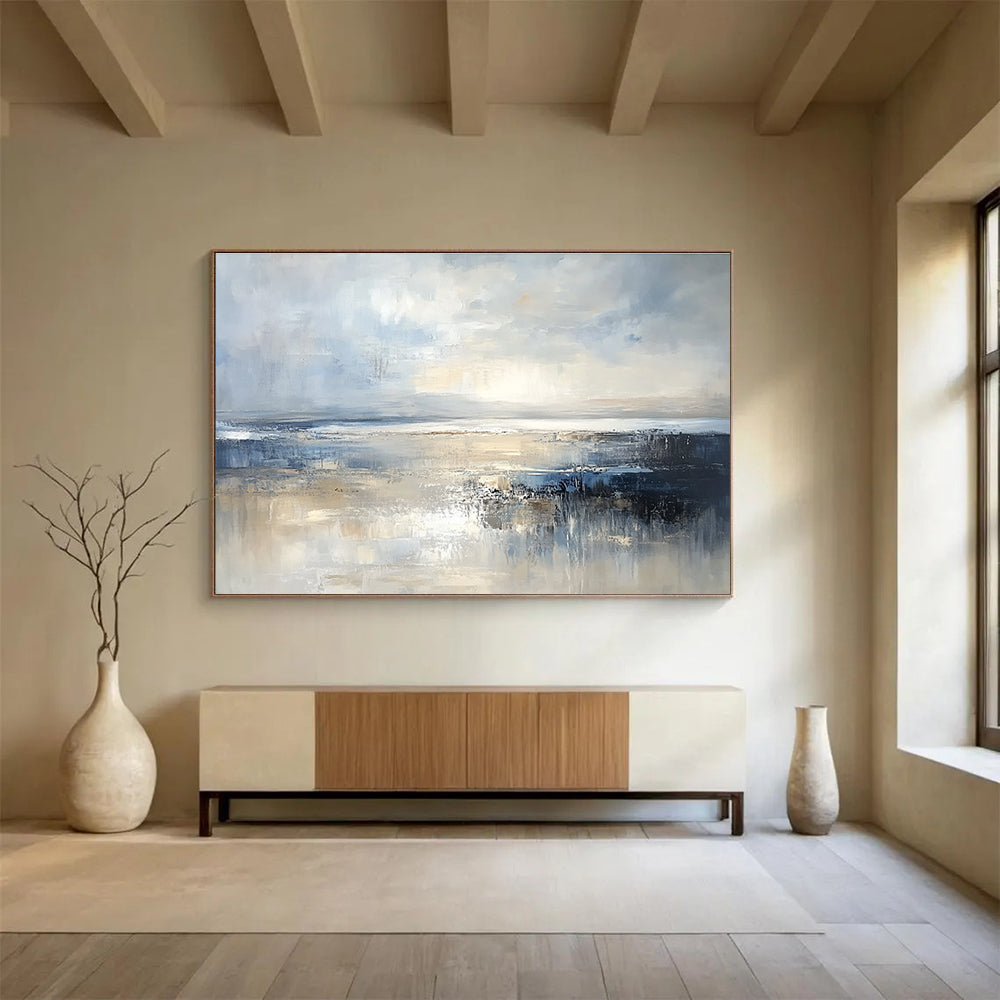 Light Sea Abstract Landscape Painting with Bright Reflections DYP437