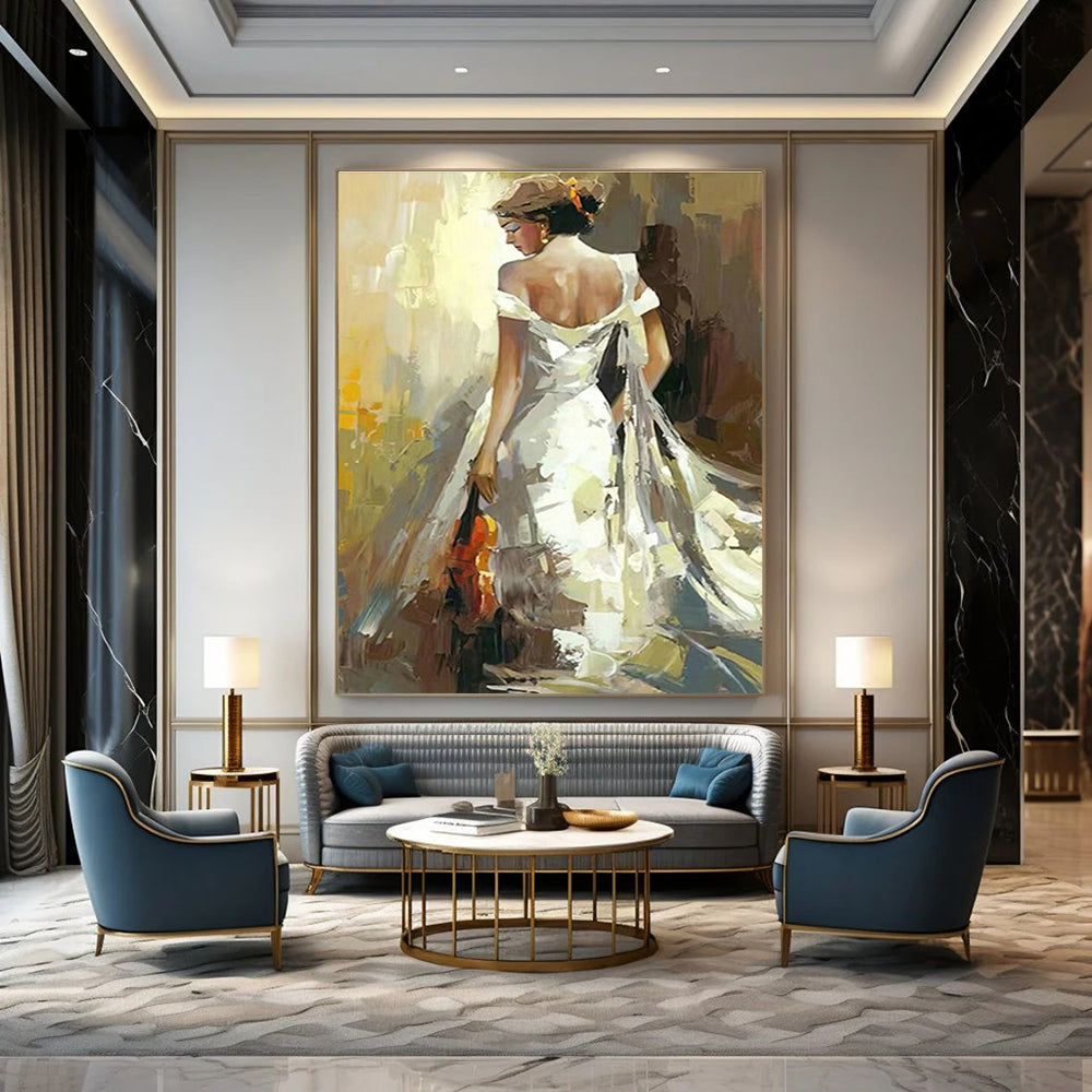 Oversized Custom Hand-Painted Abstract Art for Cottage Hallway Umbrella Stand and Office Printer Station Wall DLZ1964