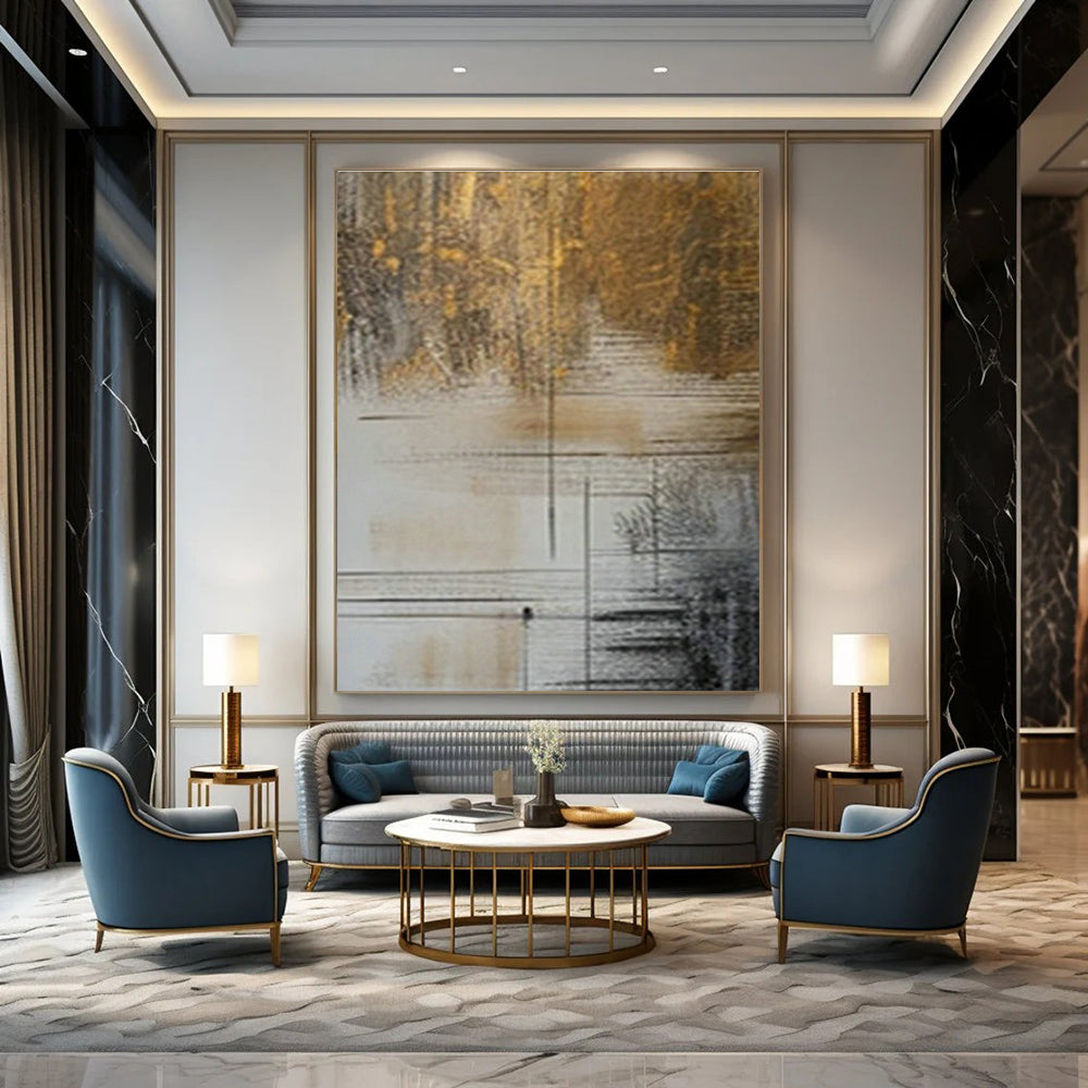 Bespoke Hand-Painted Oversized Abstract Canvas for Dining Room & Entryway DLZ0987