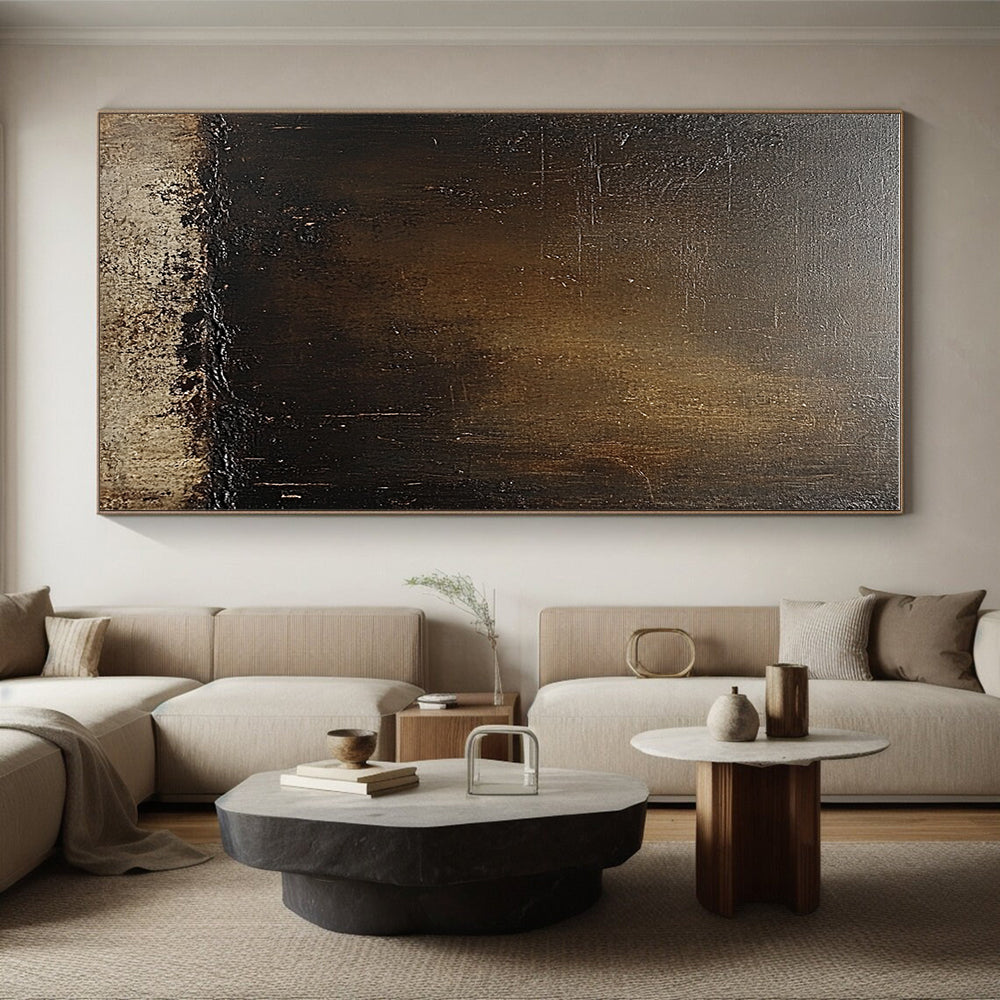 Dark Gradient Brown Abstract Painting with Textured Layers GER292