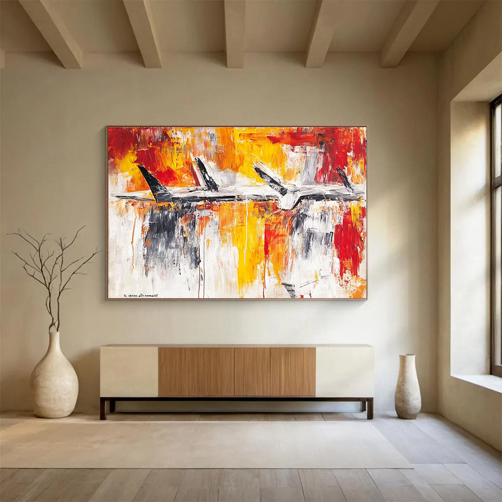 Abstract Aircraft Painting with Fiery Colors DYP497