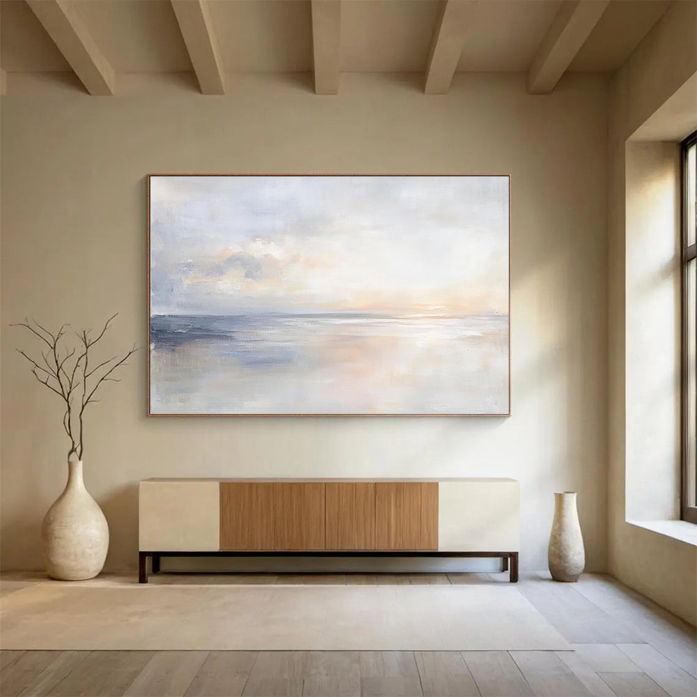 Serene Sea Abstract Painting with Soft Color Blends DYP147