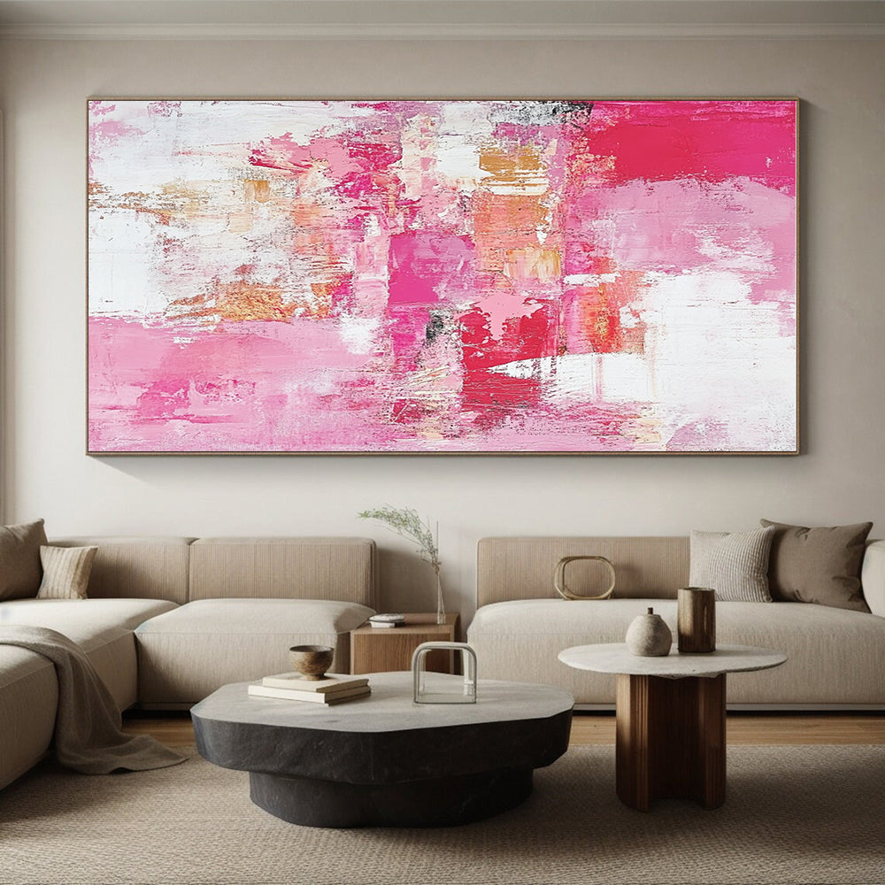 Pink Abstract Painting with Textured Surfaces GER727