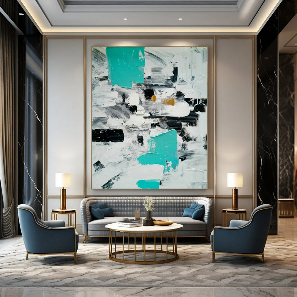 Handmade Extra - Large Abstract Wall Art for Cottage Bedroom & Living Room DLZ1354