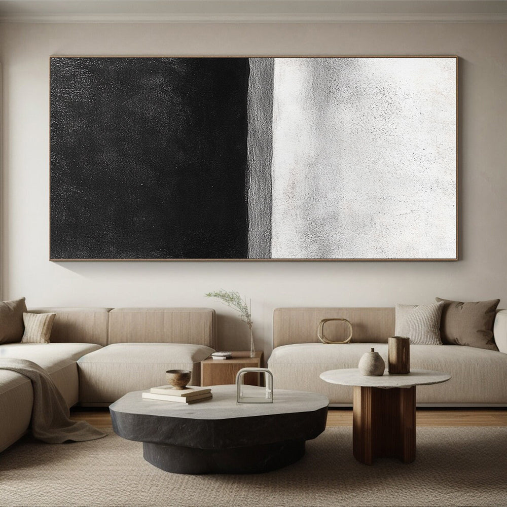 Black White Horizon Abstract Painting GER827