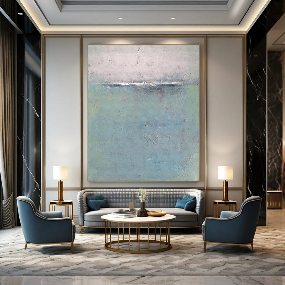 Gray and Blue Abstract Seascape - inspired Painting ADGE354
