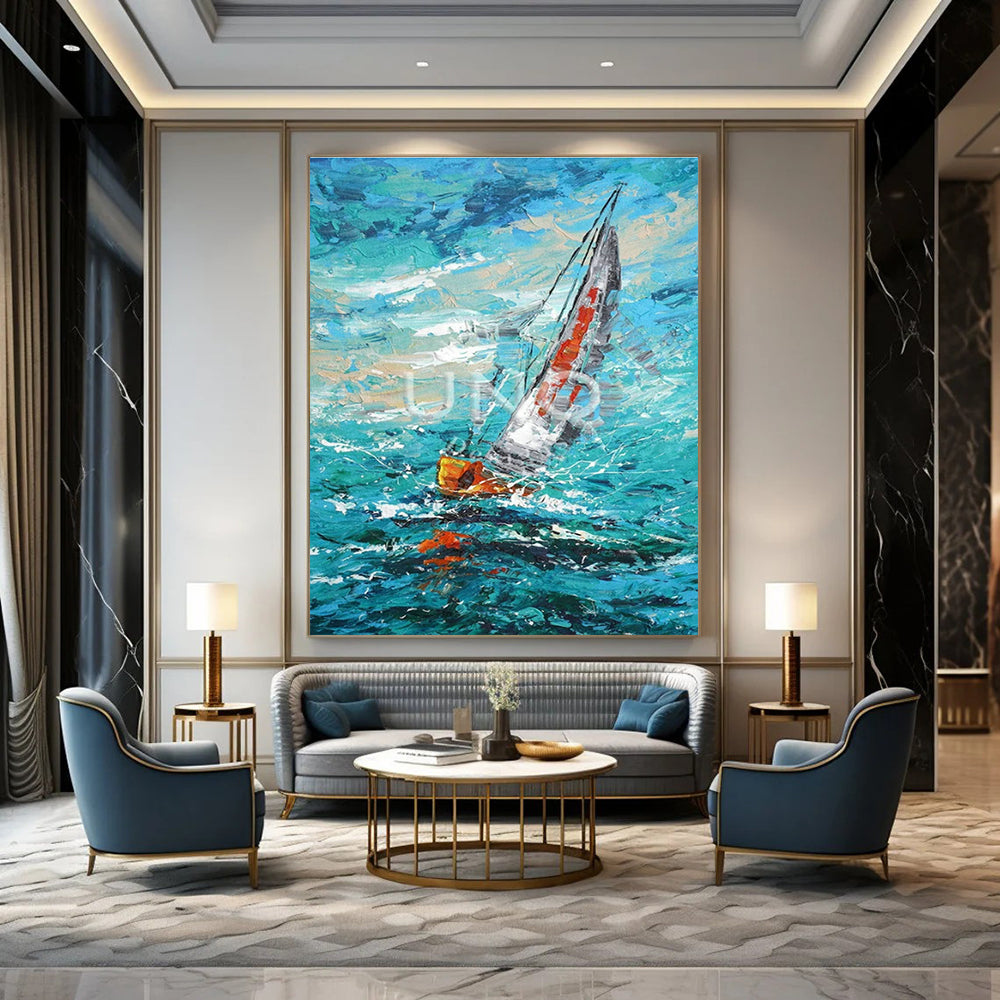 Large Hand-Painted Abstract Painting for Cottage Bedroom Blanket Ladder Side Wall & Hallway Coat Rack Back Wall DLZ1807