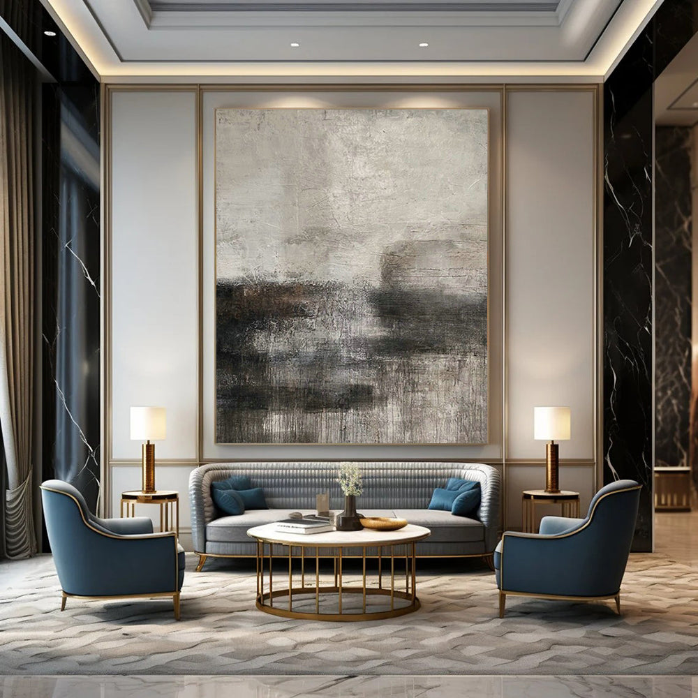 Large Customizable Hand-Painted Abstract Canvas for Living Room Wall Sconce Niche and Bedroom Bedside Table Wall DLZ1858