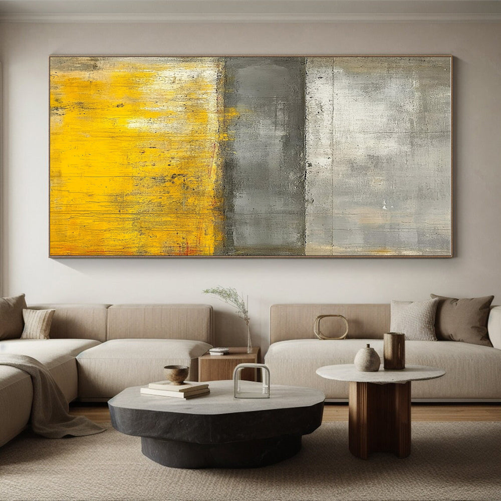 Gray and Yellow Abstract Painting with Subtle Gradients GER541