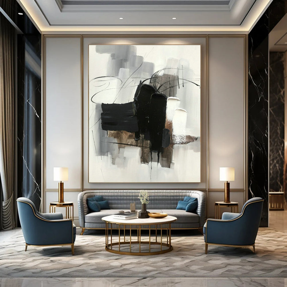 Extra-Large Handmade Abstract Canvas for Cottage Bedroom & Living Room DLZ1282