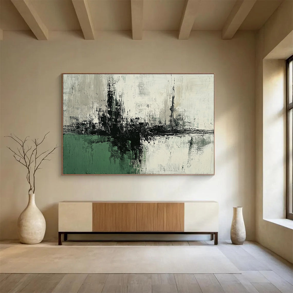 Black and White Abstract Painting with Textured Layers DYP377