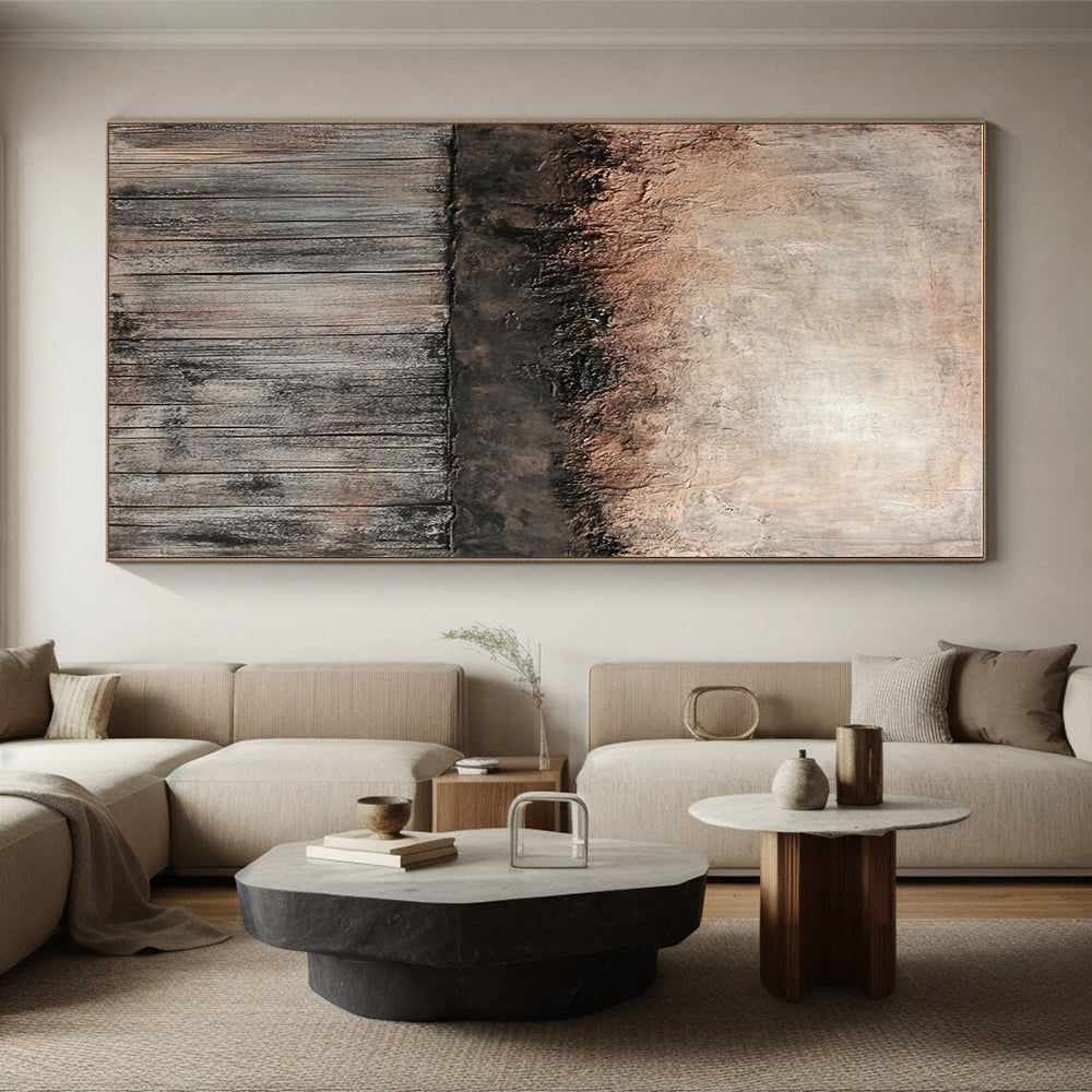 Rustic Wall and Wood - Themed Textured Abstract Painting GER252
