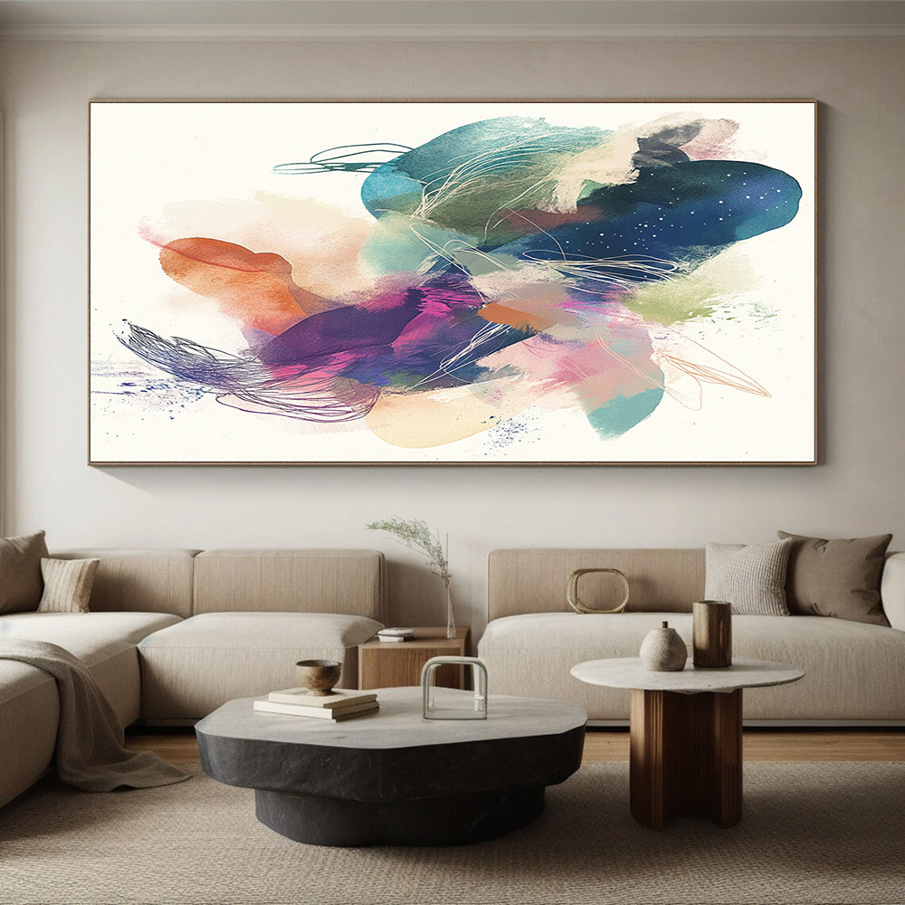 Whimsical Watercolor - Ink Abstract with Colorful Splashes GER275