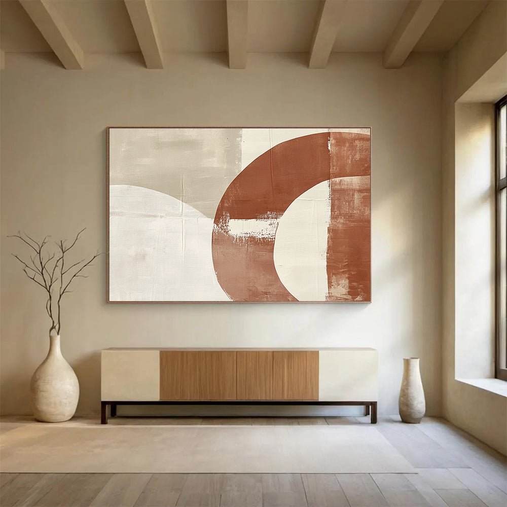 Brown Beige Subtle - Curved Shapes Abstract Painting DYP033