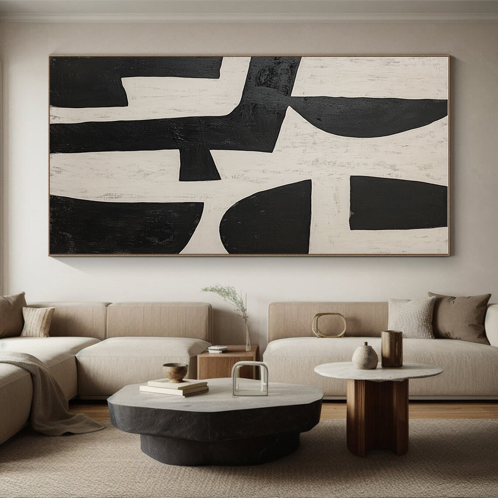 Minimalist Black and White Geometric Abstract Art GER238