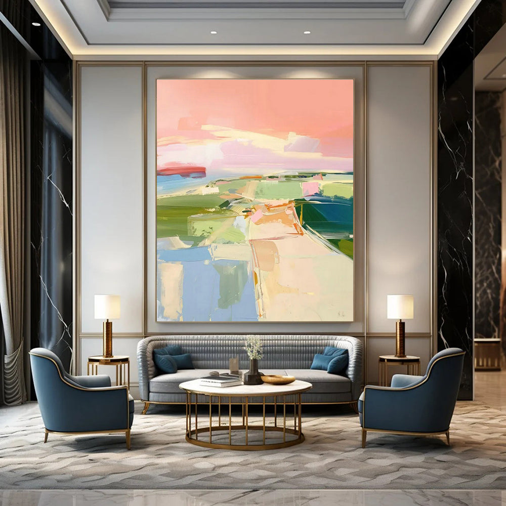 Large Hand-Painted Abstract Art for Cottage Bedroom and Living Room DLZ1577