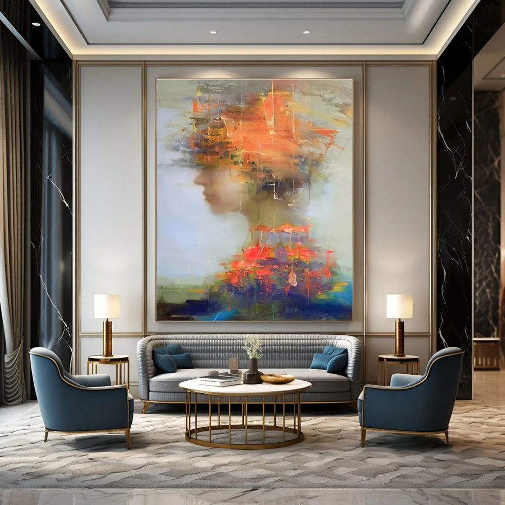 Colorful Portrait Abstract Painting with Layered Textures ADGE318
