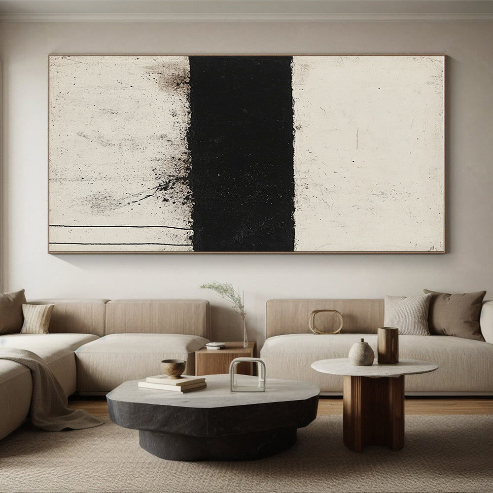 Black and White Abstract Painting with Textured Contrast GER143