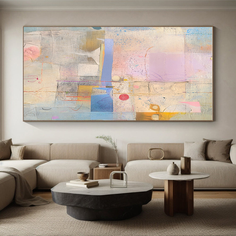 Purple Pink and Blue Abstract Collage Painting GER195