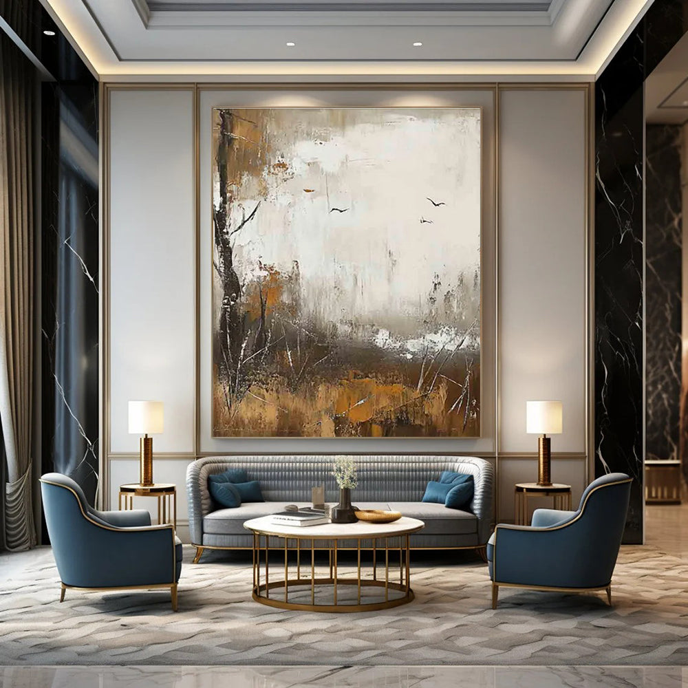 Autumn Landscape Abstract Painting with Warm Hues ADGE484