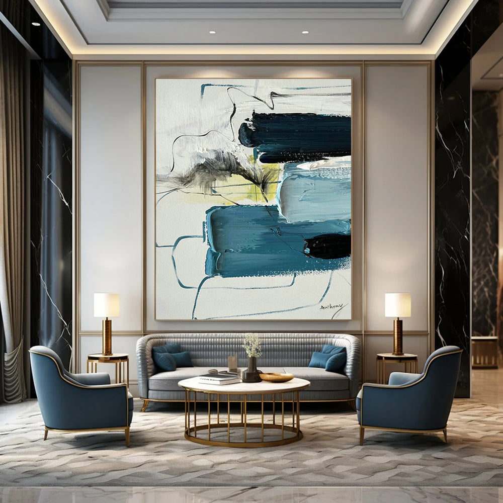 Large Hand - Painted Abstract Canvases for Hallway Skylights and Office Pantries DLZ0789