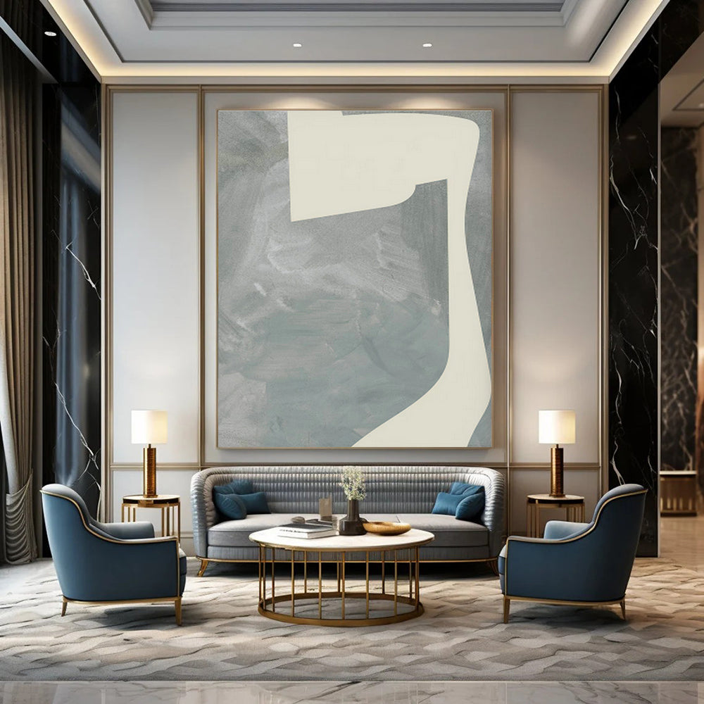 Oversized Abstract Hand - Painted Murals for Office Break Room Lounge Chairs & Dining Room Buffet Cabinets DLZ0711