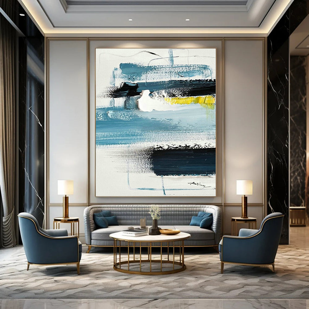 Original Hand-Painted Abstract Canvas for Cottage Office & Hallway DLZ1660