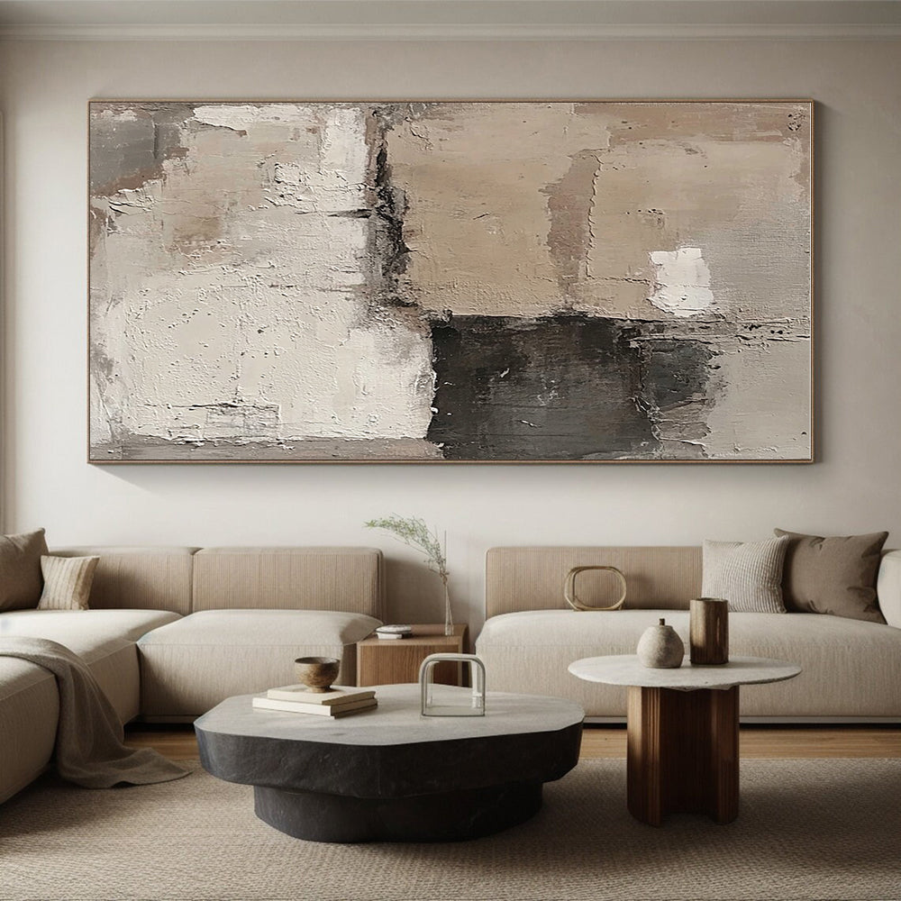 Beige and Gray Abstract Painting with Subtle Layers GER453