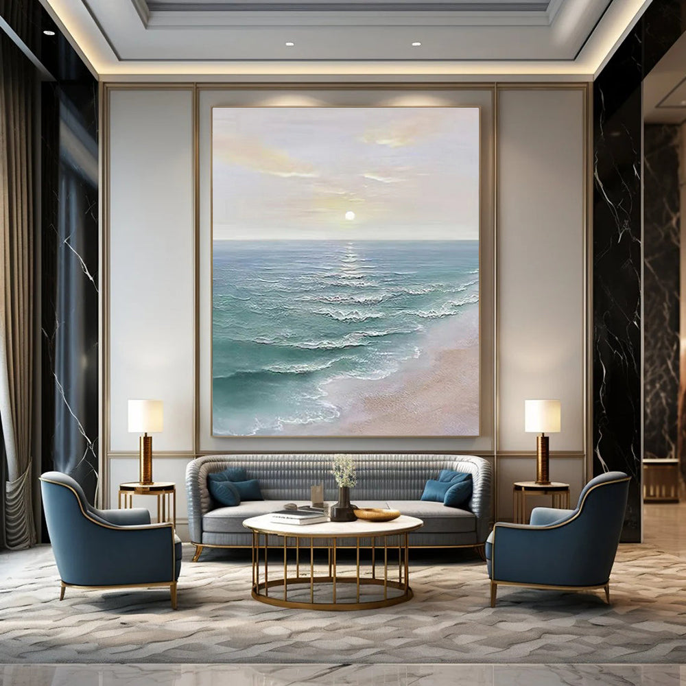 Seaside Sunrise Abstract Painting with Soft Color Tones ADGE350