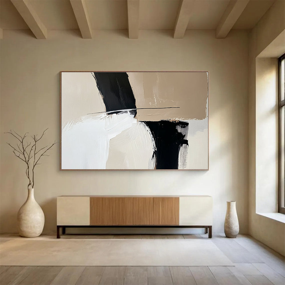 Monochromatic Geometric Shapes Abstract Painting DYP092