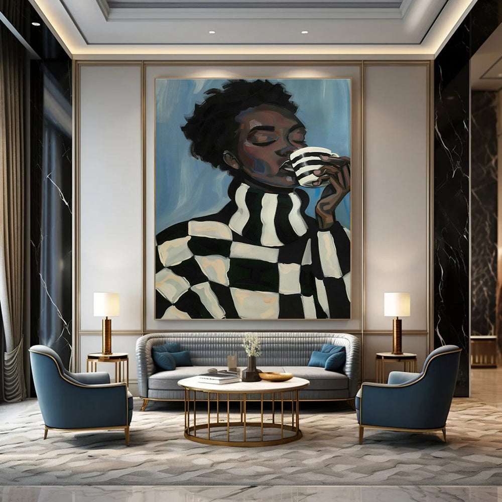 Oversized Abstract Hand - Painted Canvases for Dining Room Wine Racks & Office File Cabinets DLZ0701